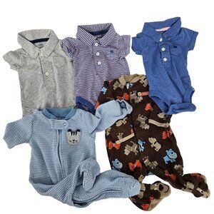 Carter's Baby Boys 5-Piece Outfit Set Polo Bodysuits Footed Sleepers NB